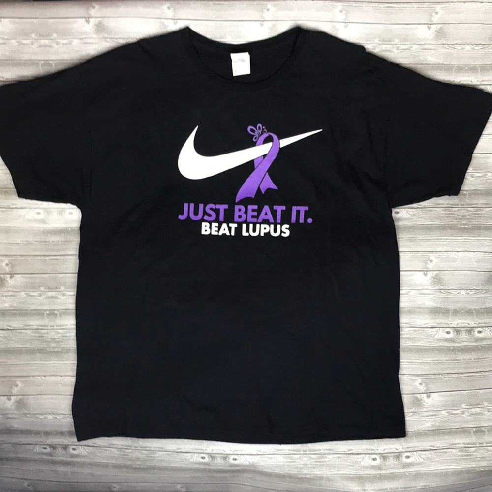 “Just Beat It. Beat Lupus” Black Graphic Tee – XL